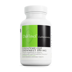 DaVinci Labs Coenzyme Q10 Chewmelt 100 mg - Supports Liver, Brain, Kidney, Cardiovascular & Periodontal Functions* - Dietary Supplement - Vegetarian - Gluten-Free - 60 Easy Chewable Tablets - The Oasis of Health