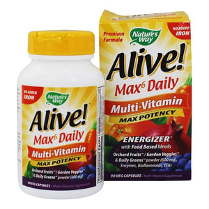 Dark Slate Gray Nature's Way Alive! Max6 Potency Daily Multi No iron 15092 90 cap