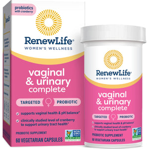 Pale Violet Red Renew Life Probiotics for Women, 3.5 Billion CFU, Probiotic Supplement for Digestive, Vaginal & Immune Health, Soy, Dairy & Gluten Free, Vaginal & Urinary Complete, Cranberry, 60 Capsules