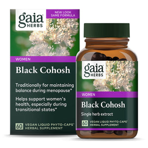 Gray Gaia Herbs Black Cohosh - Menopause Support Supplement to Help Maintain Hormone Balance and Health for Women - with Organic Black Cohosh - 60 Vegan Liquid Phyto-Capsules (30-Day Supply)