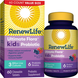 Rosy Brown Renew Life Kids Probiotic Gummies, Supports Digestive & Immune Health, Soy, Dairy & Gluten Free, Berry, 60 Chewable Tablets