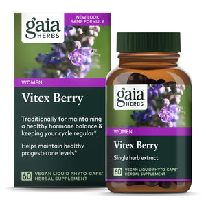 Dark Slate Gray Gaia Herbs Vitex Berry, Chasteberry, Hormone Balance for Women, Vegan Liquid Capsules, Black 60 Count