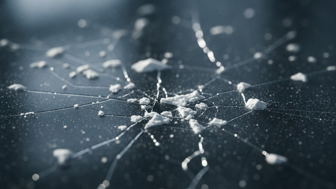 Agmatine supplement powder crystals on laboratory surface