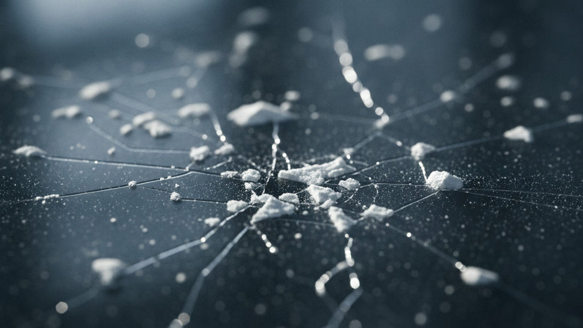 Agmatine supplement powder crystals on laboratory surface
