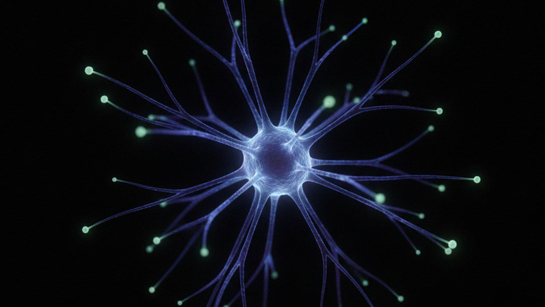 Microscopic view of an astrocyte glial cell with branching extensions