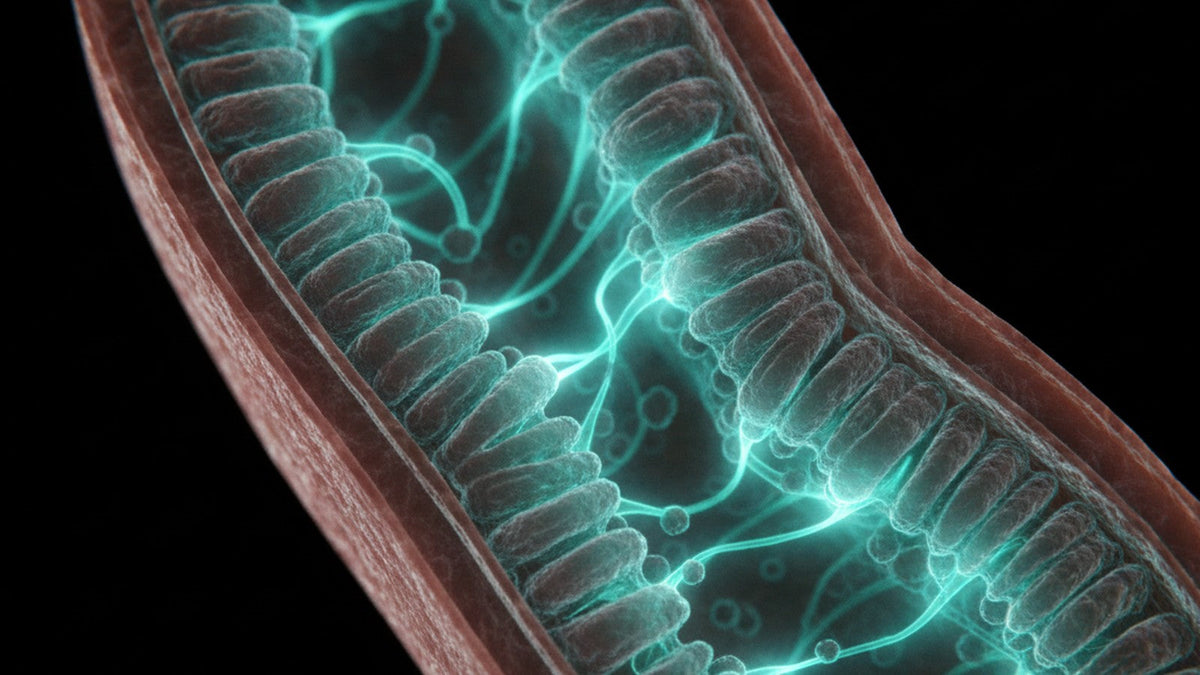 Mitochondrion cross-section showing electron transport chain in action