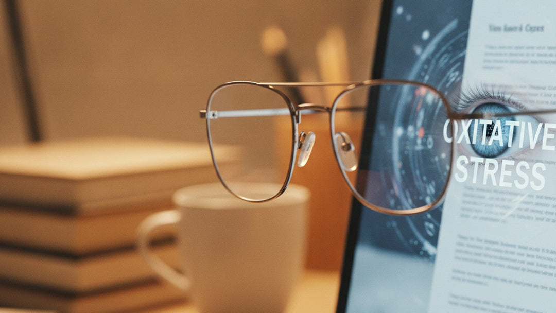 Eye reflection in laptop screen showing research document