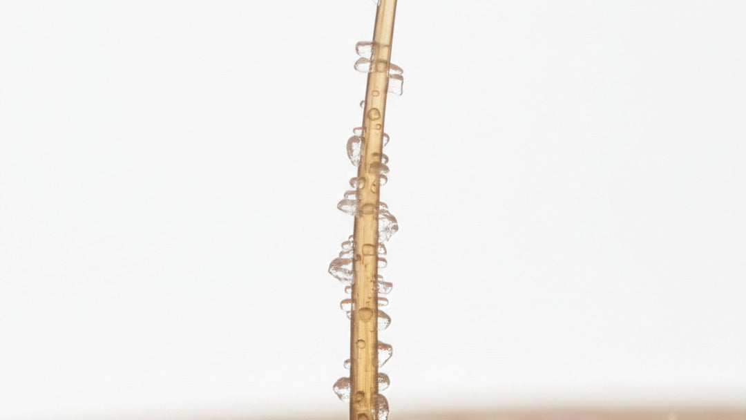 Macro photograph of hair shaft with mineral deposits