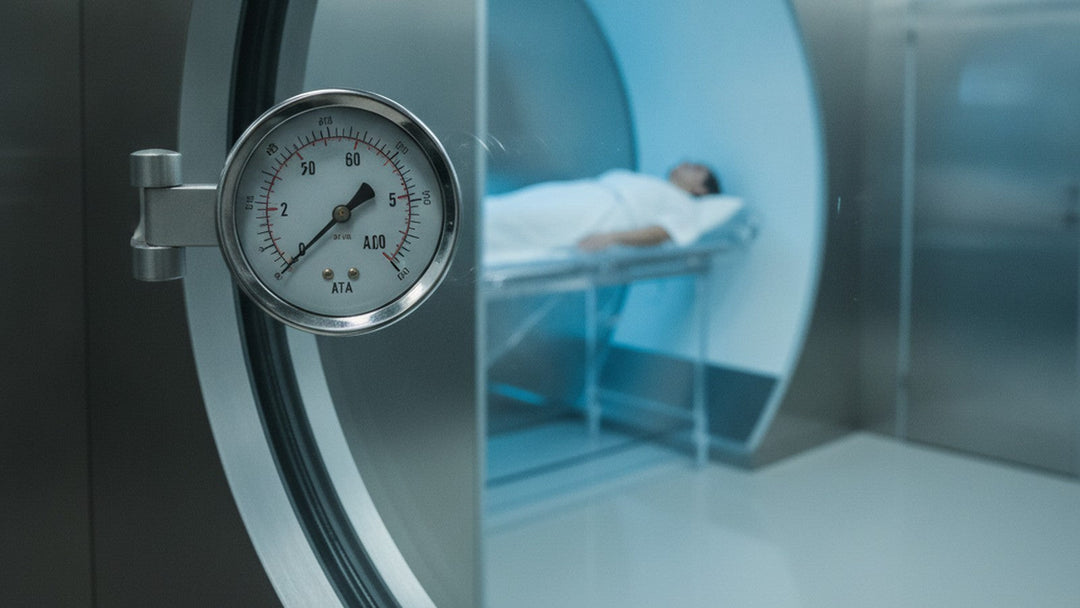 Hyperbaric oxygen chamber porthole and pressure gauge
