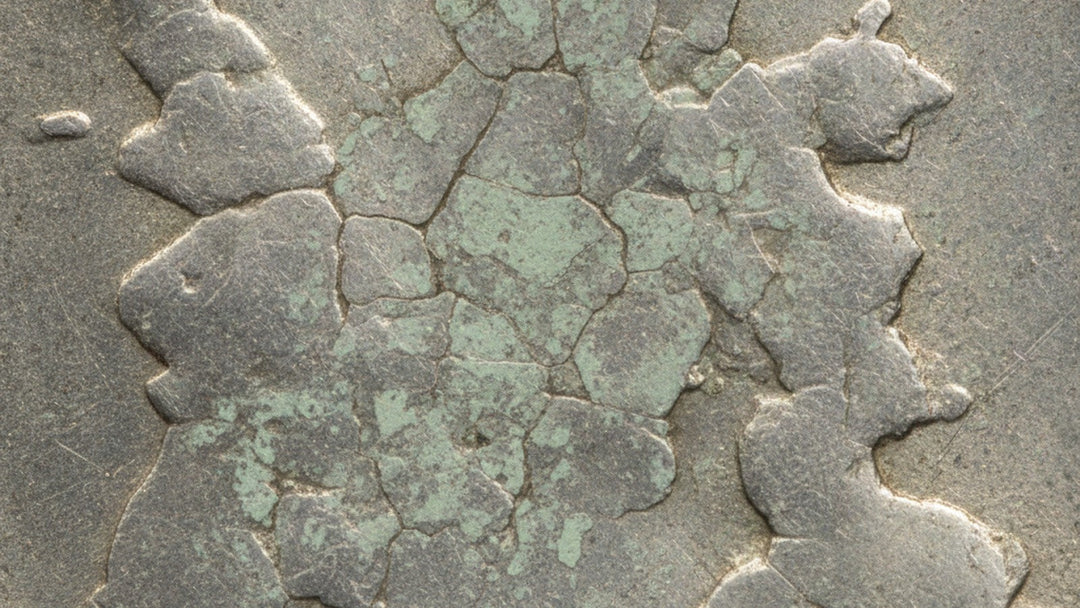 Macro detail of nickel metal surface showing crystalline structure