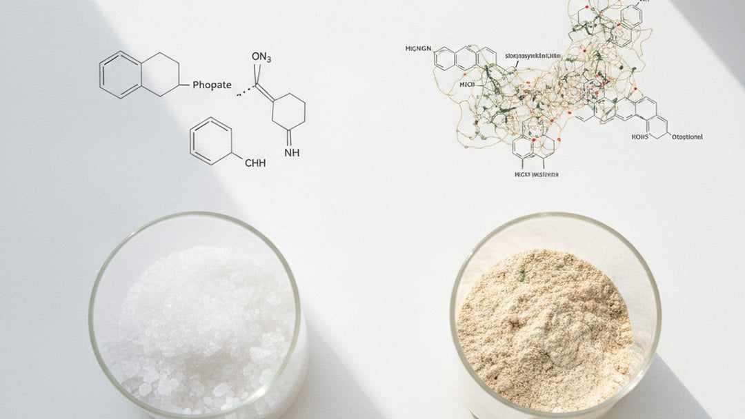Two beakers of nucleotide supplements on lab bench