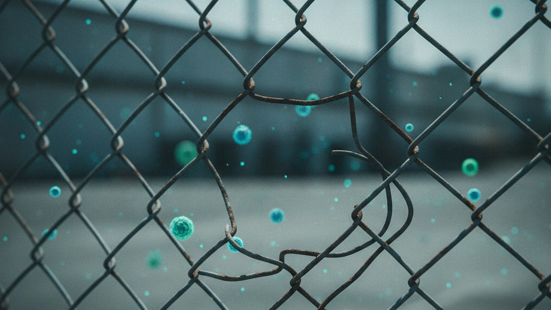 Damaged chain-link fence with gaps showing barrier breakdown