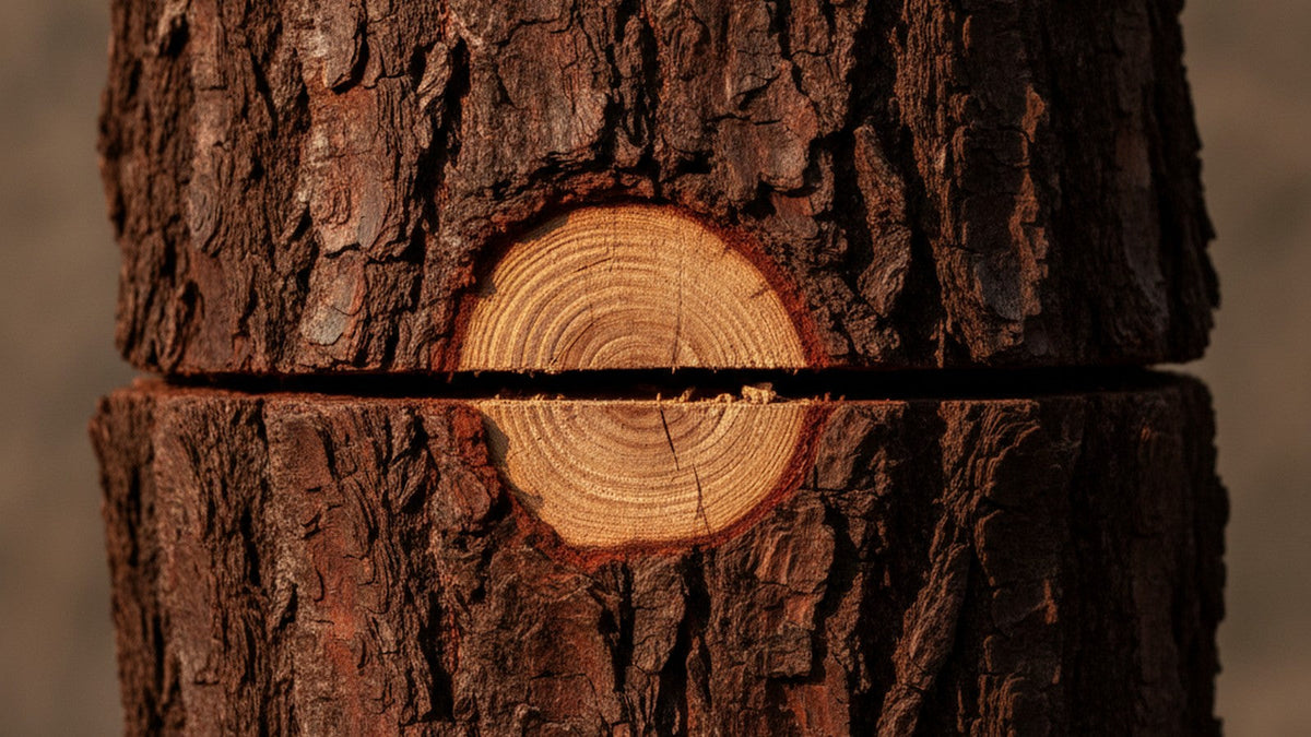 Pterocarpus marsupium tree bark showing heartwood