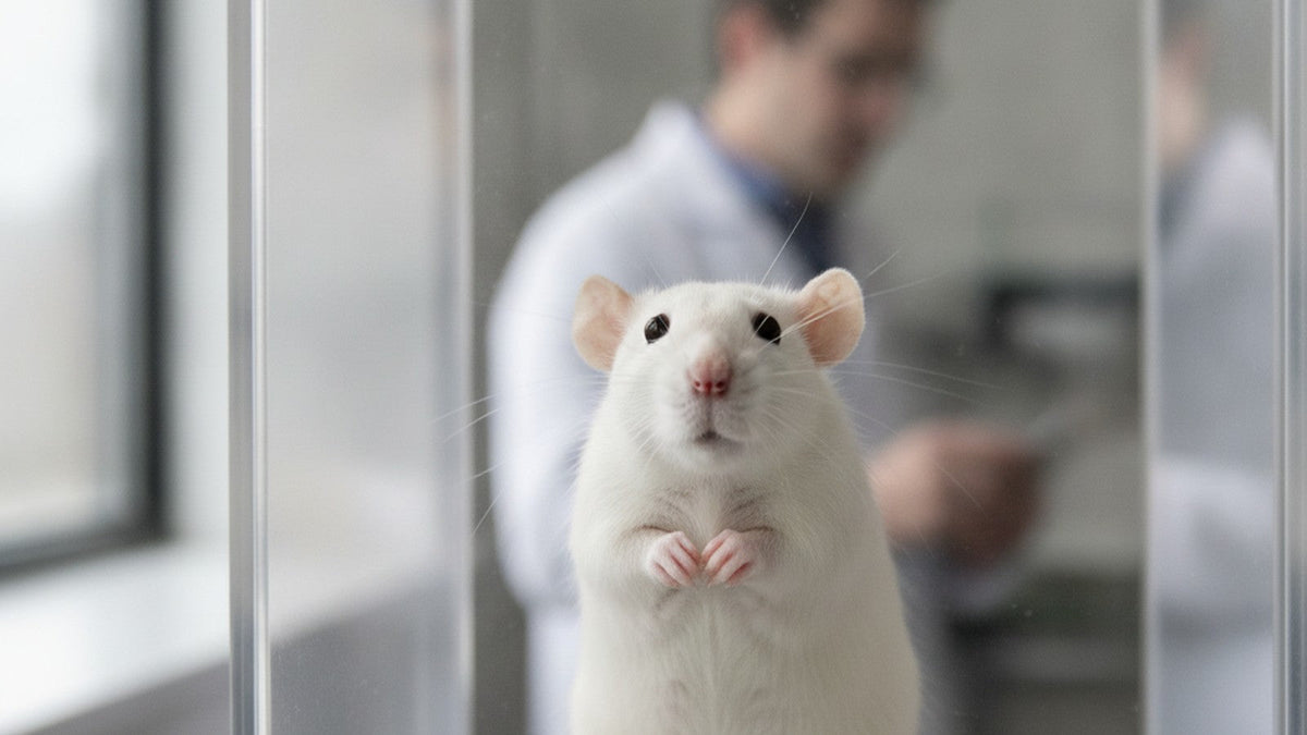 Laboratory rat in research enclosure