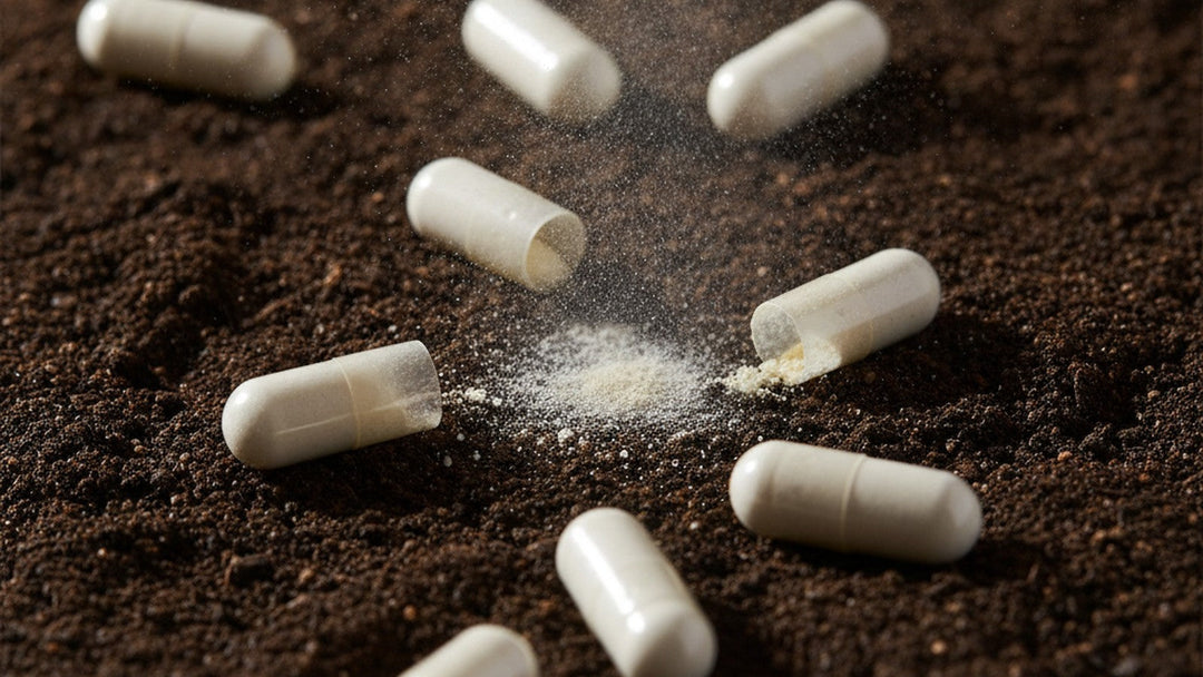 Probiotic capsules on soil