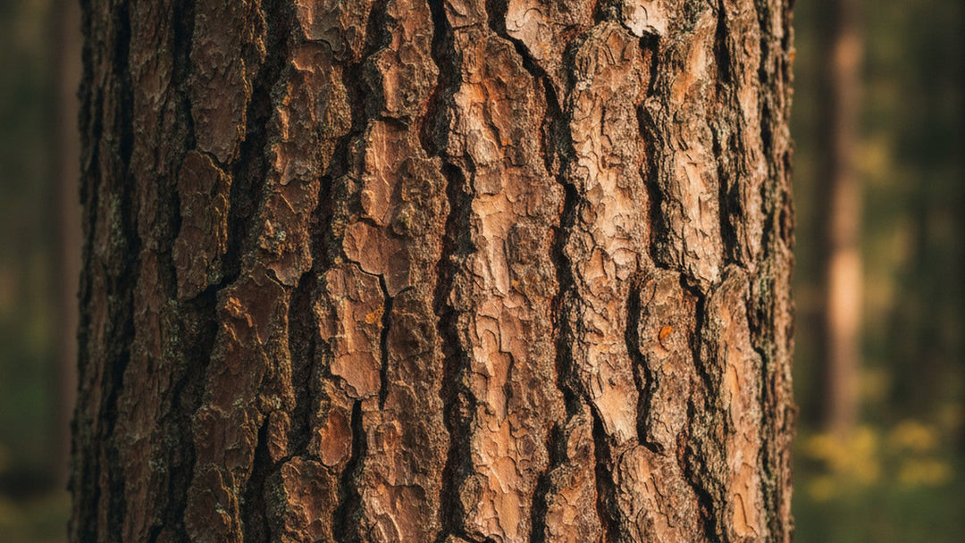 Larch tree bark texture in natural forest setting