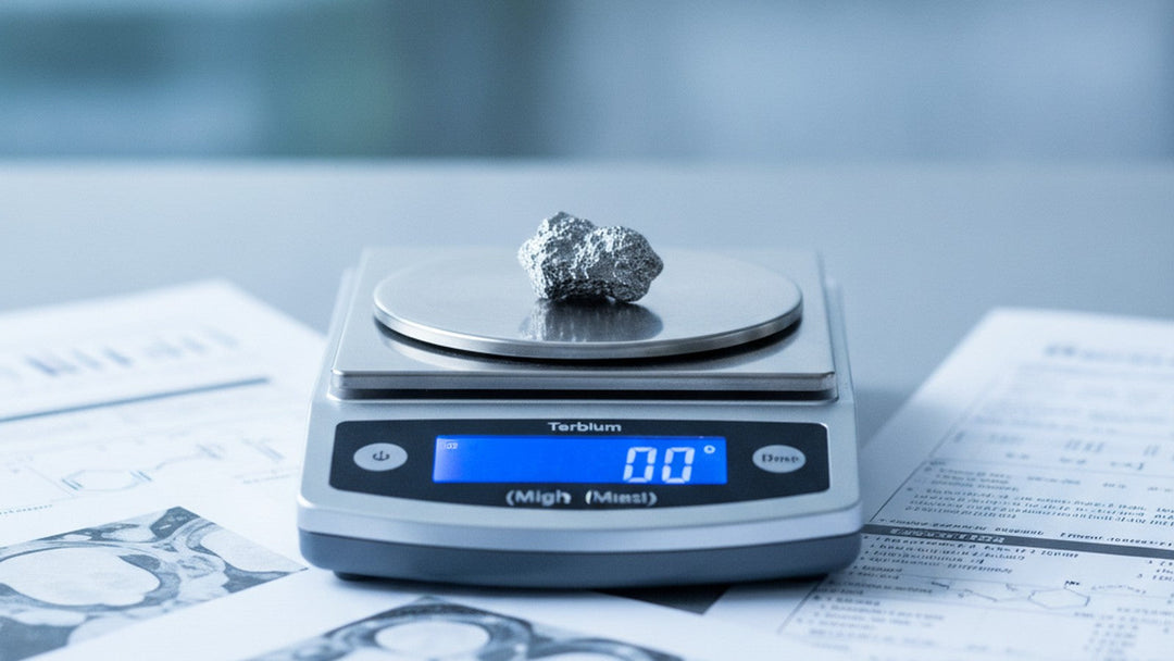Terbium metal sample on laboratory scale with bone scan results