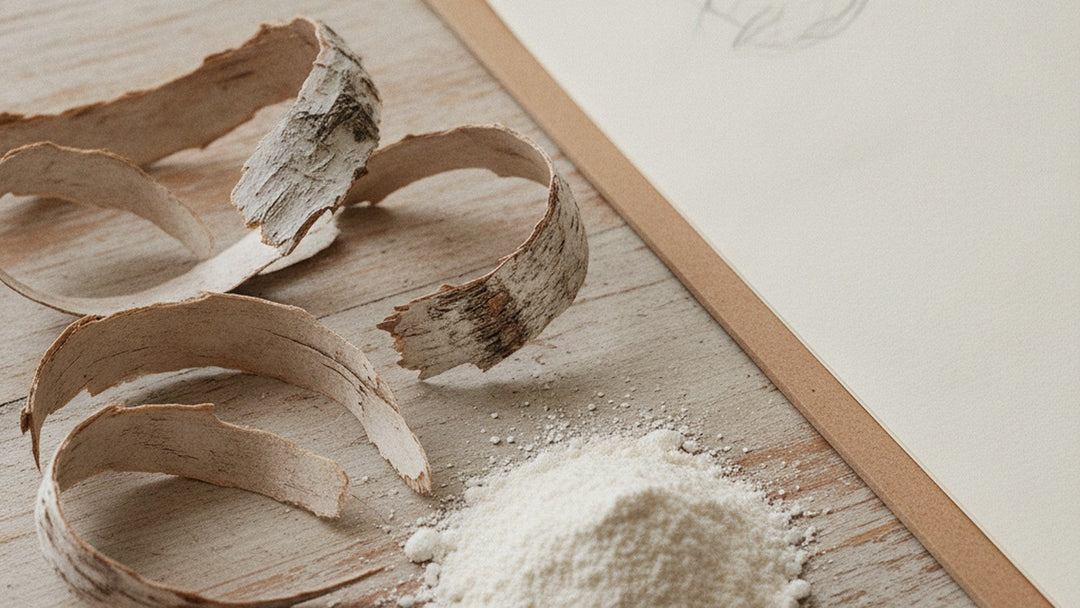 White willow bark and pain assessment chart on wooden surface
