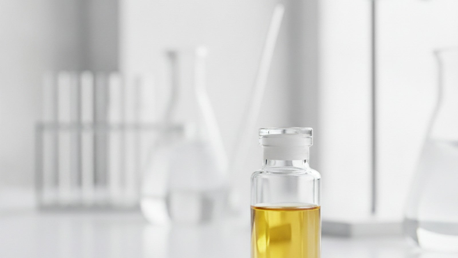 Laboratory vial of amber bilirubin sample