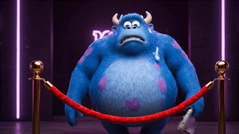 An animated GIF of a blue monster bouncer overwhelmed by junk food. A famous detective gives him a tablet with a perfect guest list, and he instantly restores order, symbolizing Nature's Way's digestion and liver support.