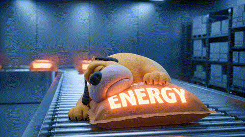  An animated GIF of a lazy cartoon dog sleeping on packages. A terrifying drill sergeant appears, and the dog instantly works at super-speed, symbolizing Nature's Way's support for metabolic efficiency and weight wellness.