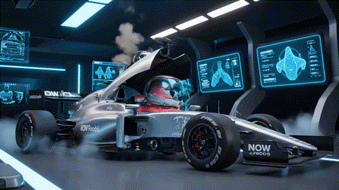 An animated GIF of a cartoon starfish failing to fuel a heart-shaped engine with nacho cheese. A boy genius installs a green fuel injector, and the engine runs perfectly, symbolizing NOW Foods' precise cardiovascular and heart health support.