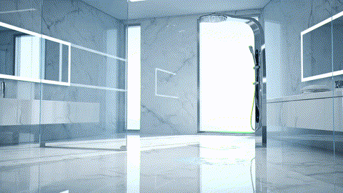  An animated GIF of a soggy, yellow, square cartoon character being instantly dried by a high-tech droid with a hairdryer, symbolizing Mayway's powerful support for eliminating internal dampness and restoring balance.