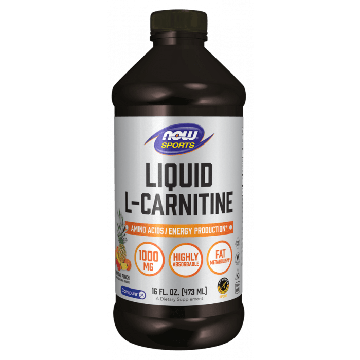 Now Sports L-Carnitine Liquid 1000 mg Tropical Punch 16oz - 0066