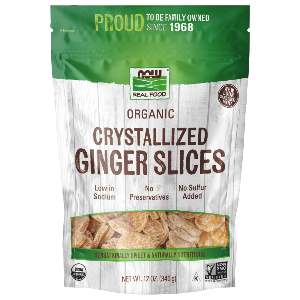 Now Real Food Ginger Slices Crystallized &amp; Organic 12 Oz - 5695 -
