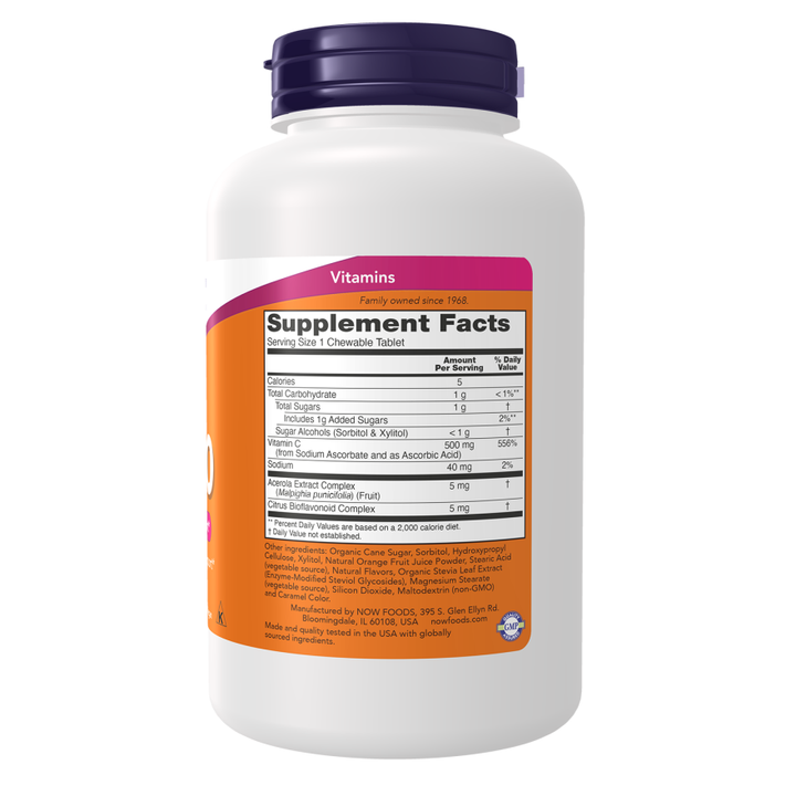 Now Foods Vitamin C-500 Orange Chewable 100 Tablets - 0630