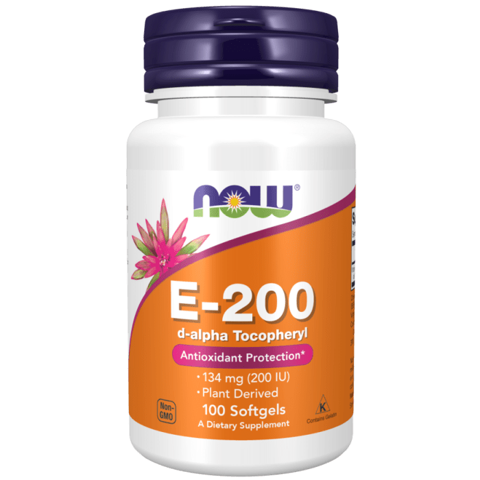 Now Foods Vitamin E-200 D-Alpha Tocopheryl 100 Softgels - 0825
