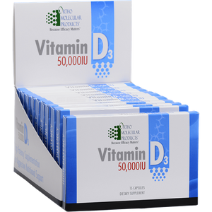 Light Gray Ortho Molecular Vitamin D3 50,000 IU 15 Capsules Blister Pack - 10 Packs