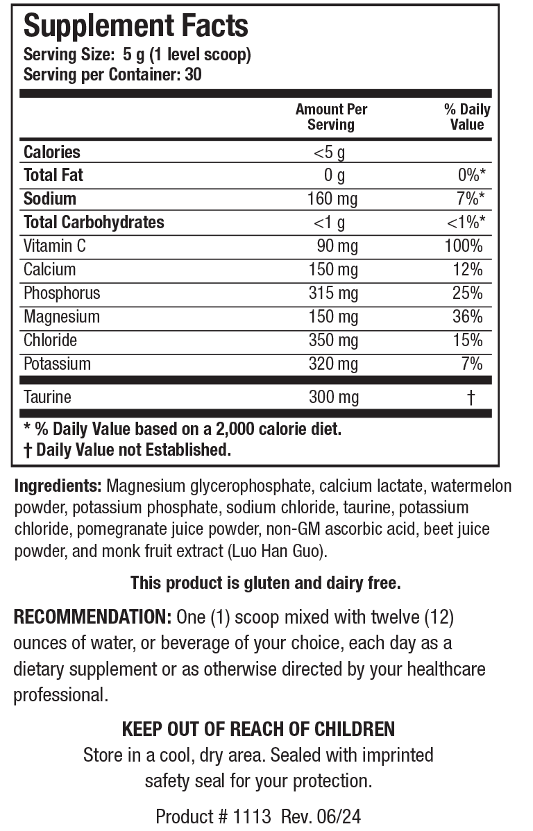 Biotics Research Electrolyte Forte - Supplement Facts panel