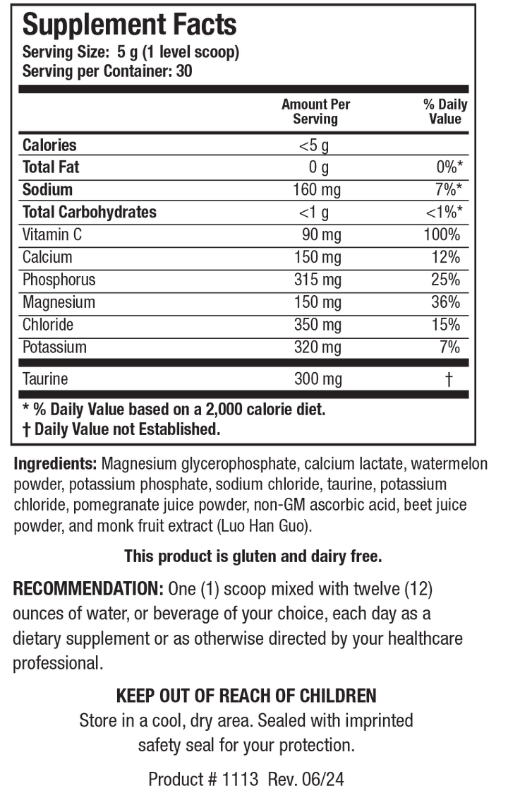 Biotics Research Electrolyte Forte - Supplement Facts panel