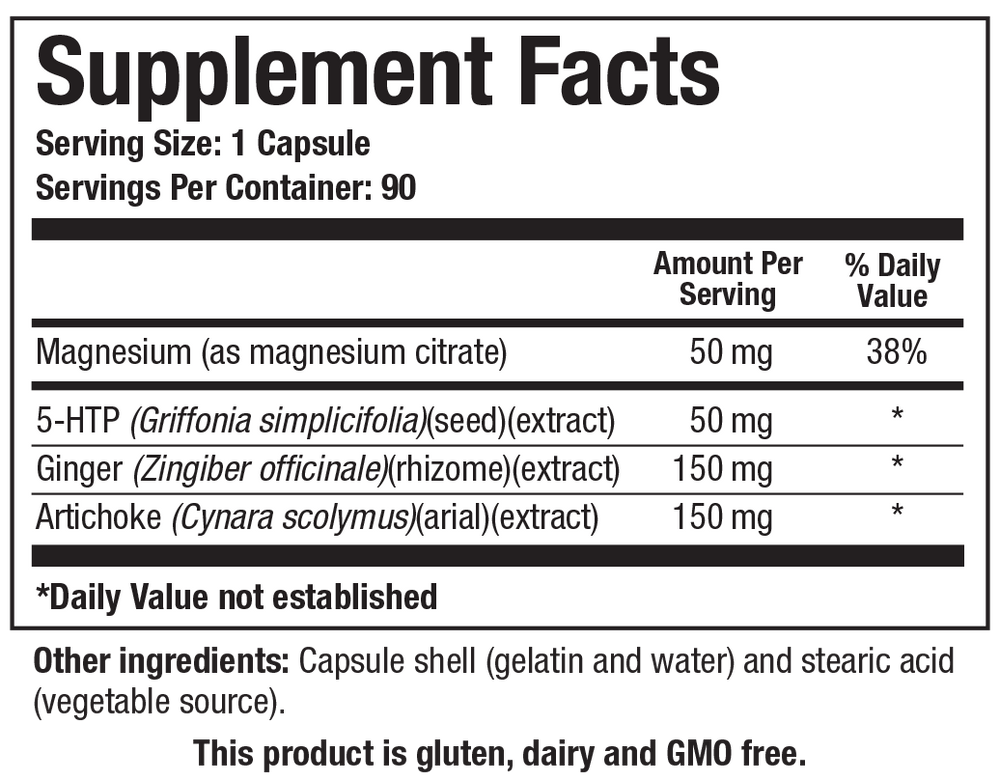 Biotics Research Motility-Zyme 90 Capsules - Supplement Facts panel