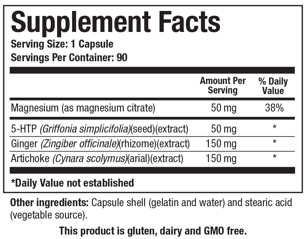 Biotics Research Motility-Zyme 90 Capsules - Supplement Facts panel