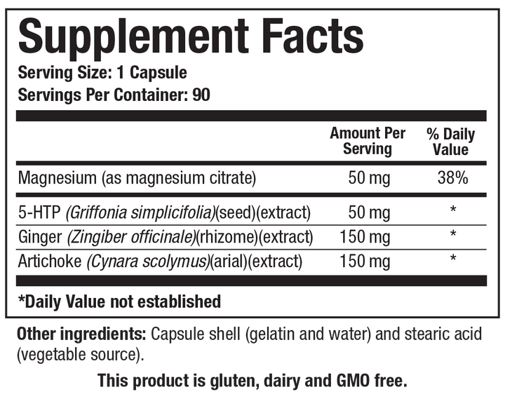Biotics Research Motility-Zyme 90 Capsules - Supplement Facts panel