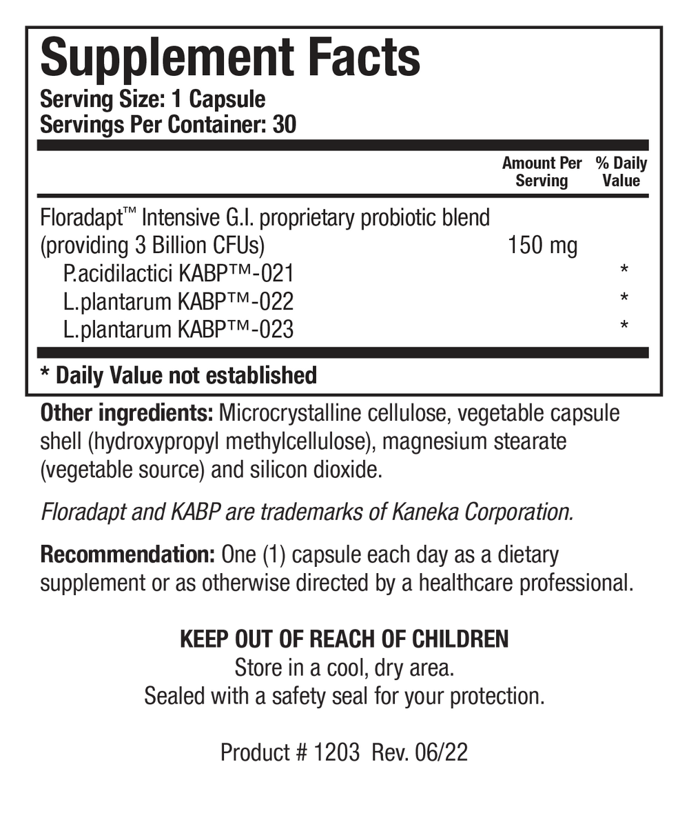 Biotics Research BioDoph-3 GI 30 Capsules - Supplement Facts panel
