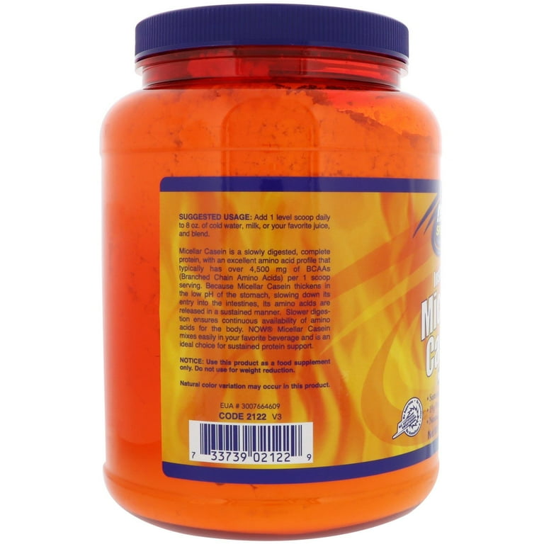 Now Sports Micellar Casein Unflavored Powder 1.8 Pounds - 2122