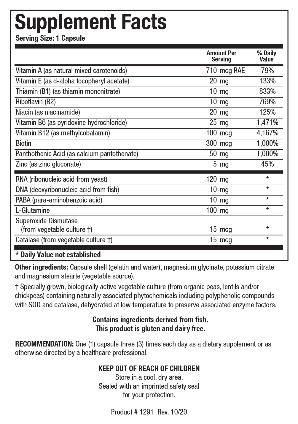 Biotics Research Nuclezyme-Forte - Supplement Facts panel
