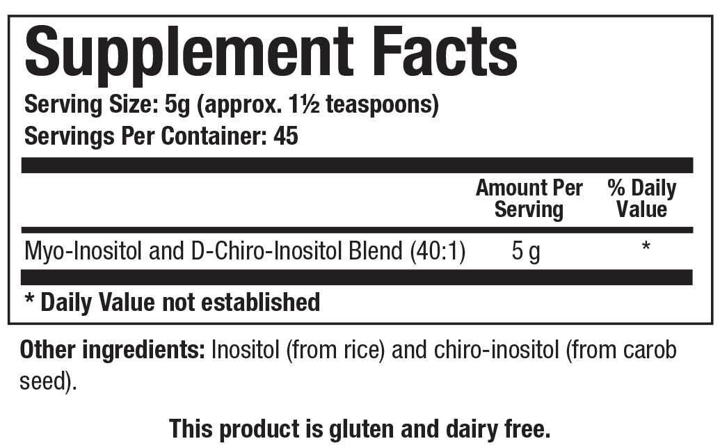 Biotics Research Myo + D-Chiro Inositol - Supplement Facts panel