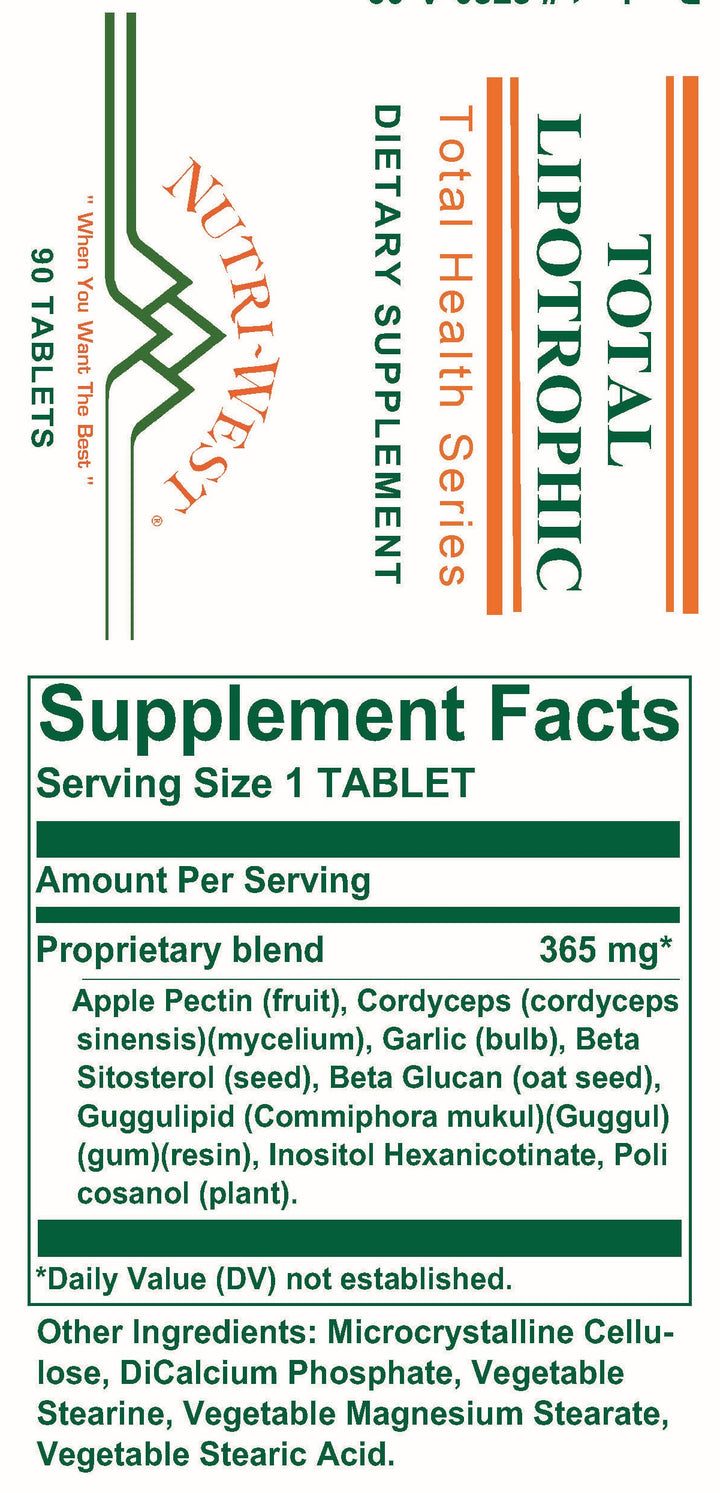 Nutri-West - Total Lipotrophic - 90 Tablets - Supplement Facts panel