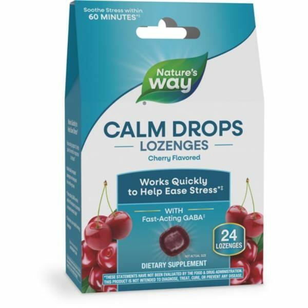 153983 Calm Drops with Fast - Acting GABA Cherry Flavored - 24 Lozenges - The Oasis of Health