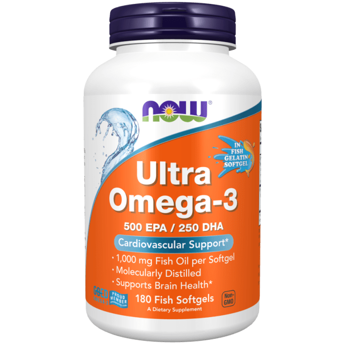 Now Foods Ultra Omega-3 Fish Gelatin 180 Fish Softgels - 1665