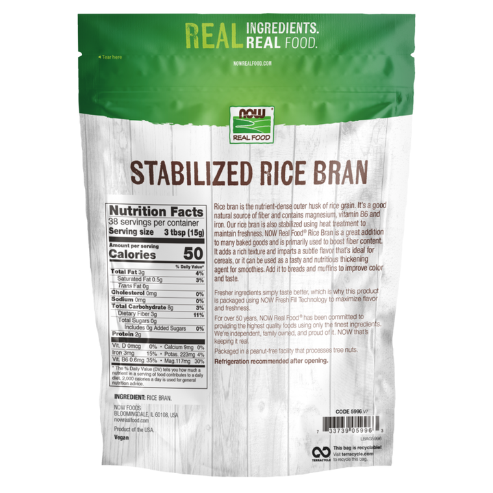 Now Real Food Rice Bran 20oz - 5996 -