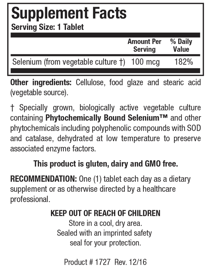 Biotics Research Se-Zyme Forte - Supplement Facts panel