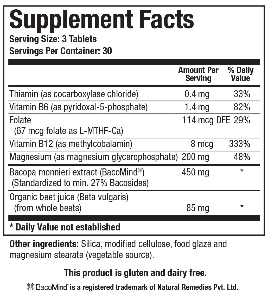 Biotics Research Acti-Mag Neuro 90 Tablets - Supplement Facts panel