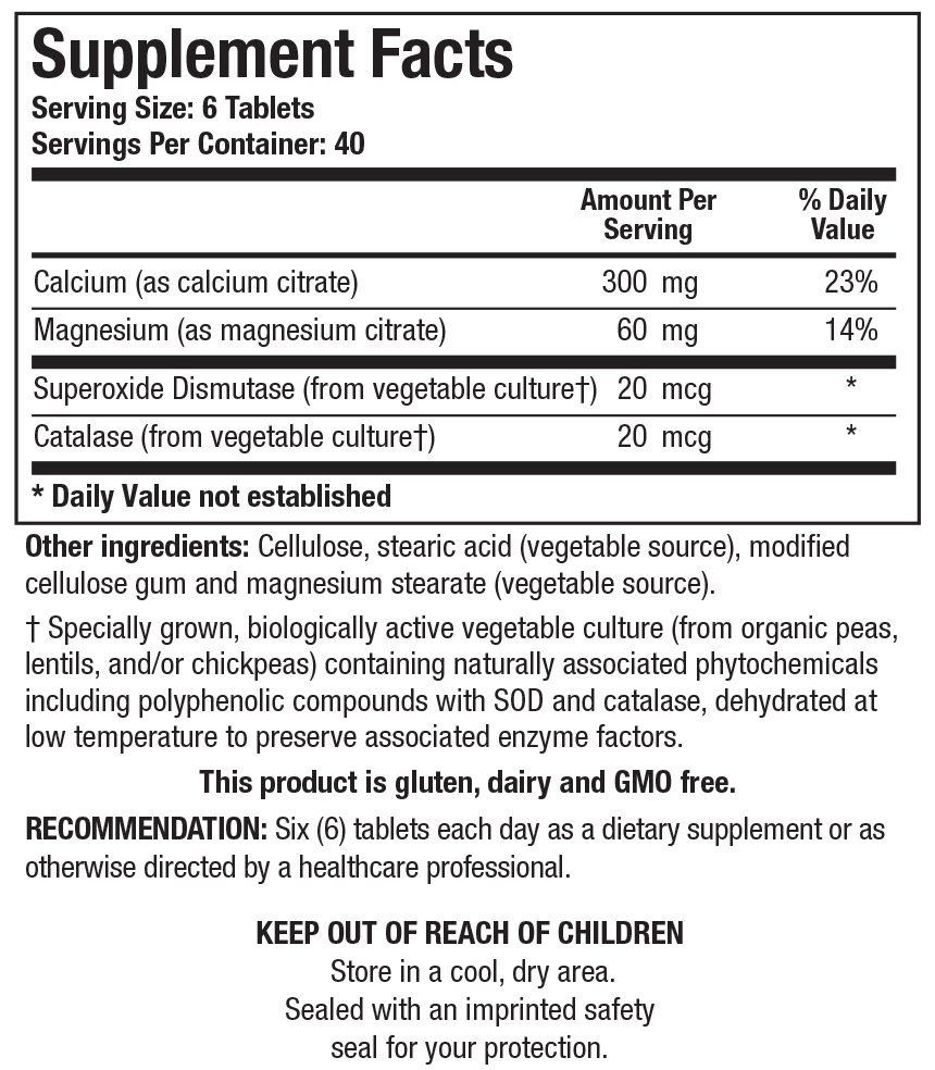 Biotics Research Ca/Mg-Zyme (Ca & Mg) 240 Tablets - Supplement Facts panel