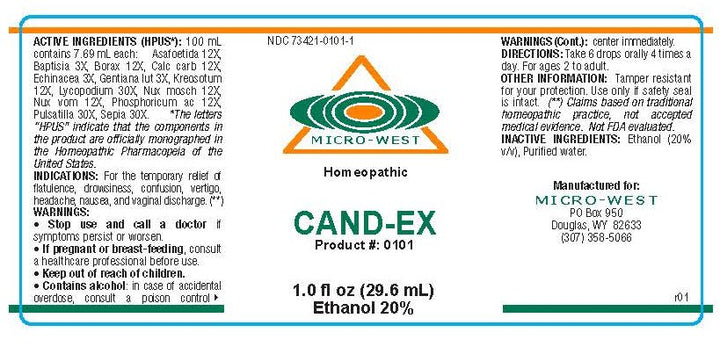 Nutri-West - Cand-Ex (Homeopathic) - 1 oz - Supplement Facts panel
