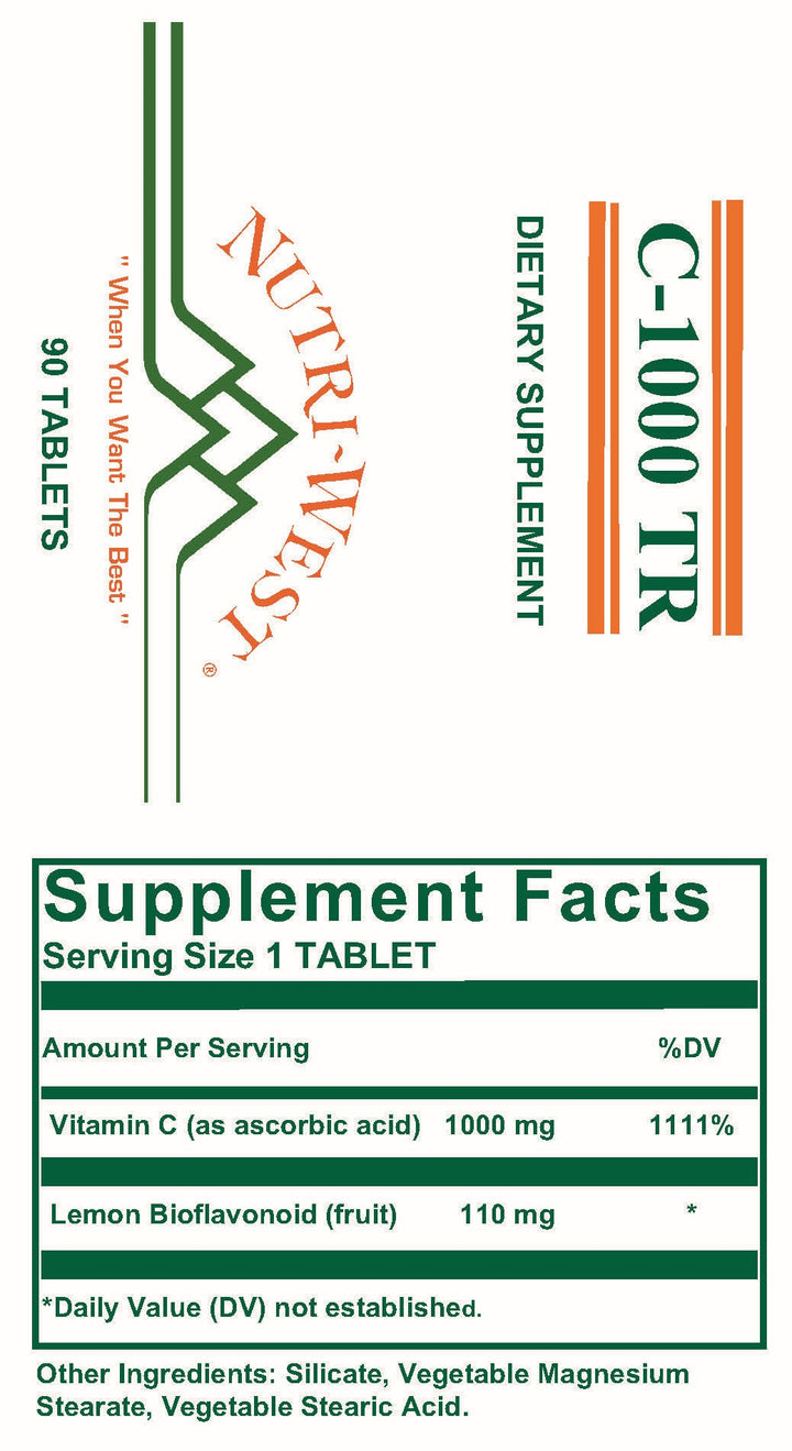 Nutri-West - C-1000-TR - 90 Tablets - Supplement Facts panel